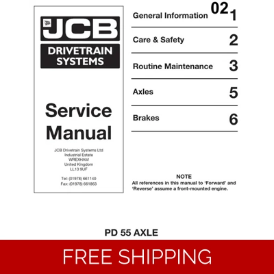 JCB DRIVETRAIN PD55 SERIES AXLES SERVICE REPAIR MANUAL